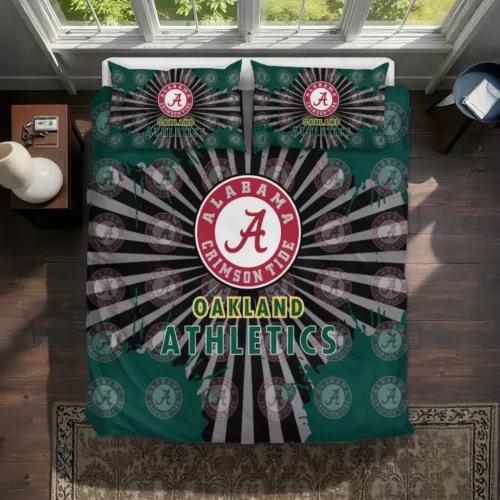 Oakland Athletics Sunburst Splatter Bedding Set Best Selling
