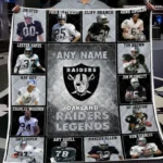 Oakland Raiders Quilt Blanket Legends Black White