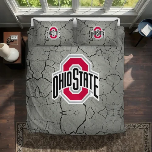 Ohio State Buckeyes Cracked Texture Bedding Set Best Selling