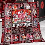 Ohio State Buckeyes Quilt Blanket 135th Anniversary Red White