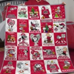 Ohio State Buckeyes Quilt Blanket Peanuts Comic Red White