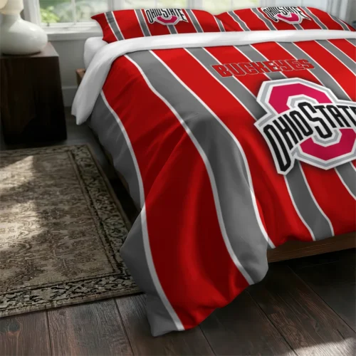 Ohio State Buckeyes Stripe Style Bedding Set Fashion Forward