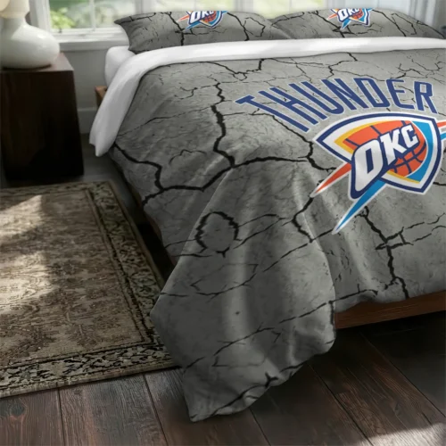 Oklahoma City Thunder Cracked Texture Bedding Set Fashion Forward