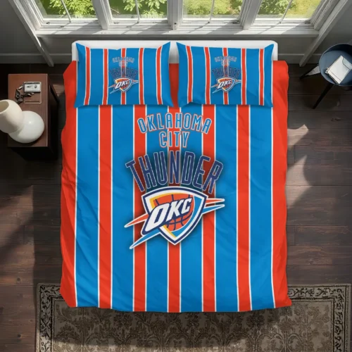 Oklahoma City Thunder Stripe Style Bedding Set Best Selling