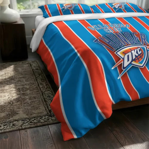 Oklahoma City Thunder Stripe Style Bedding Set Fashion Forward