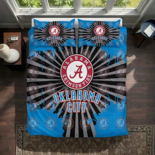 Oklahoma City Thunder Sunburst Splatter Bedding Set Best Selling