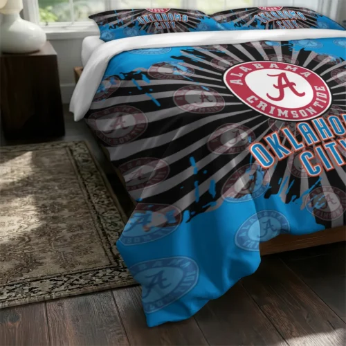 Oklahoma City Thunder Sunburst Splatter Bedding Set Fashion Forward