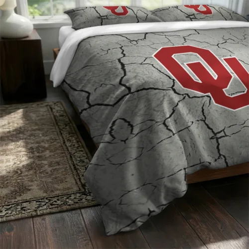 Oklahoma Sooners Cracked Texture Bedding Set Fashion Forward