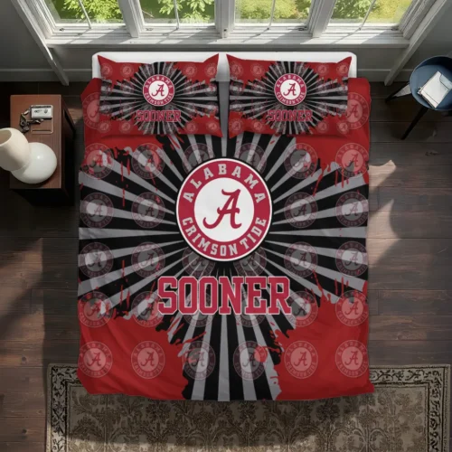 Oklahoma Sooners Sunburst Splatter Bedding Set Best Selling