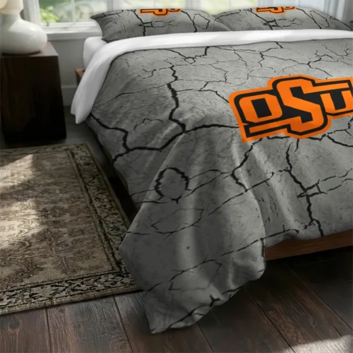 Oklahoma State Cowboys Cracked Texture Bedding Set Fashion Forward