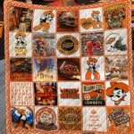 Oklahoma State Cowboys Quilt Blanket Pistol Pete Orange White