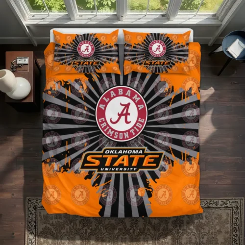 Oklahoma State Cowboys Sunburst Splatter Bedding Set Best Selling