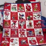 Ole Miss Quilt Blanket Peanuts Character Patchwork Red White