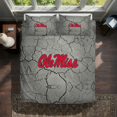 Ole Miss Rebels Cracked Texture Bedding Set Best Selling