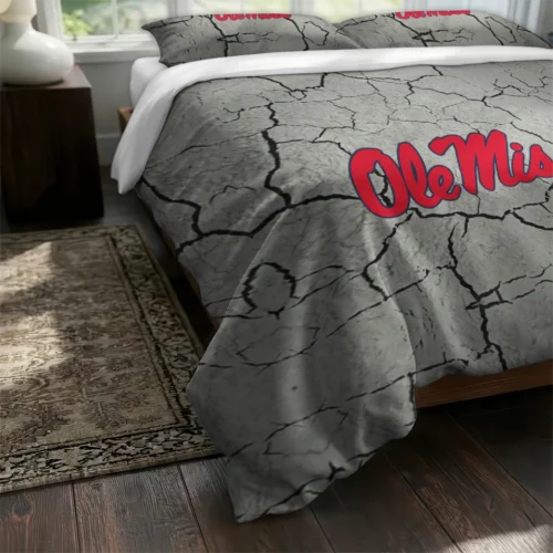 Ole Miss Rebels Cracked Texture Bedding Set Fashion Forward