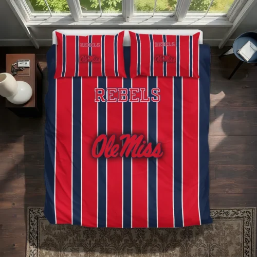 Ole Miss Rebels Stripe Style Bedding Set Best Selling