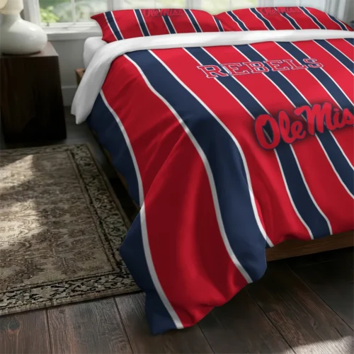 Ole Miss Rebels Stripe Style Bedding Set Fashion Forward