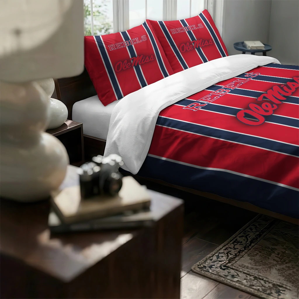 Ole Miss Rebels Stripe Style Bedding Set High Quality Ole Miss Rebels Stripe Style Bedding Set High Quality