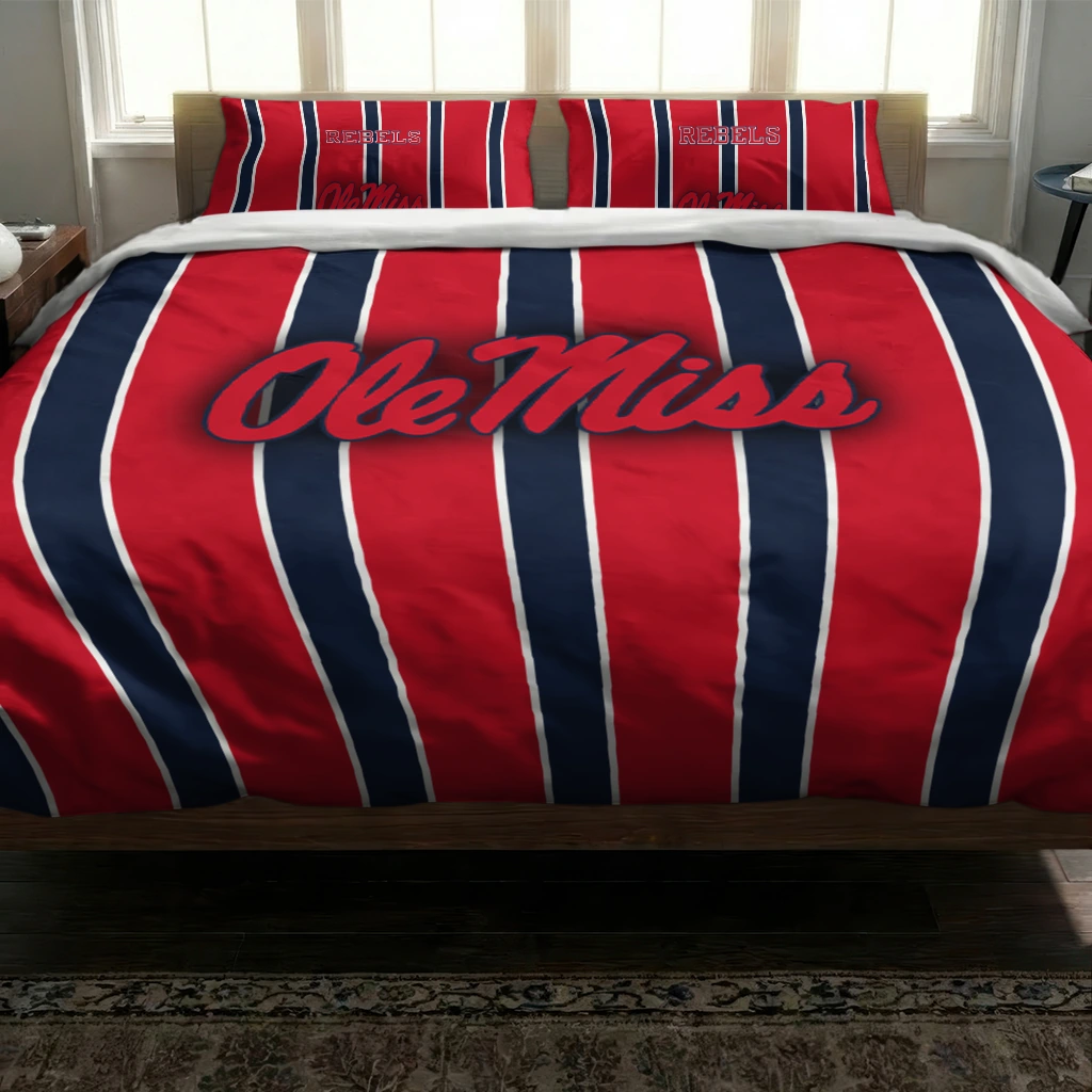 Ole Miss Rebels Stripe Style Bedding Set Latest Model Ole Miss Rebels Stripe Style Bedding Set Latest Model