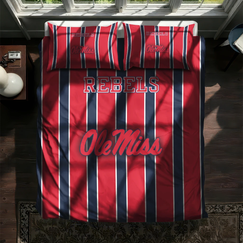 Ole Miss Rebels Stripe Style Bedding Set New Arrival Ole Miss Rebels Stripe Style Bedding Set New Arrival
