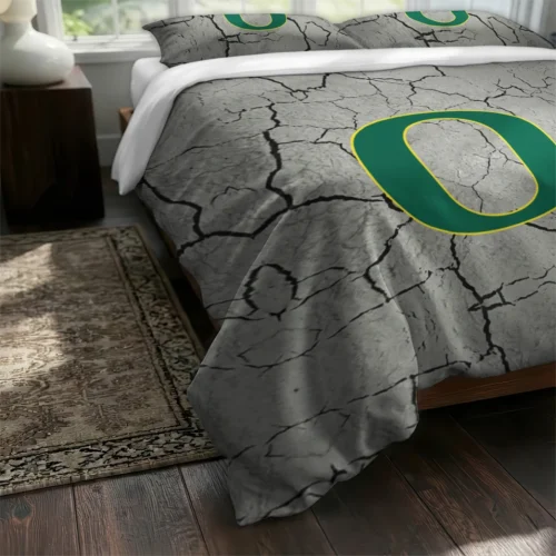 Oregon Ducks Cracked Texture Bedding Set Fashion Forward