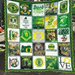 Oregon Ducks Quilt Blanket - Patchwork Logo Green Yellow 1 Oregon Ducks Quilt Blanket Patchwork Logo Green Yellow