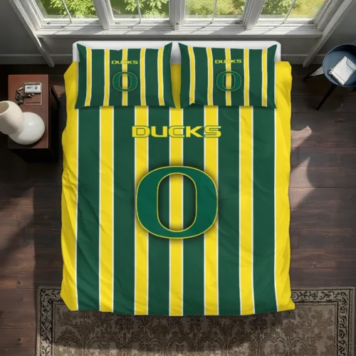 Oregon Ducks Stripe Style Bedding Set Best Selling
