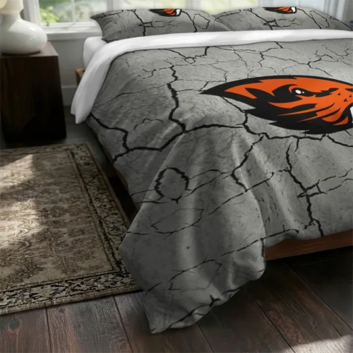 Oregon State Beavers Cracked Texture Bedding Set Fashion Forward