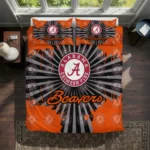 Oregon State Beavers Bedding Set - Sunburst Splatter Orange Black 1 Oregon State Beavers Sunburst Splatter Bedding Set Best Selling