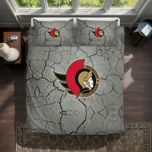 Ottawa Senators Cracked Texture Bedding Set Best Selling