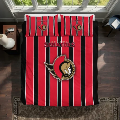 Ottawa Senators Stripe Style Bedding Set Best Selling