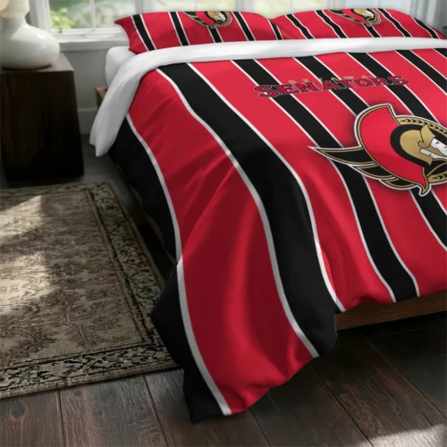 Ottawa Senators Stripe Style Bedding Set Fashion Forward
