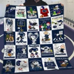 Penn State Quilt Blanket Peanuts Cartoon Patchwork Blue White