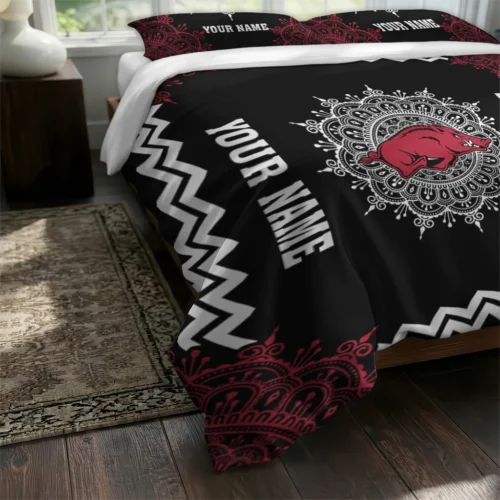 Personalized Arkansas Razorbacks Mandala Lacework Bedding Set Fashion Forward