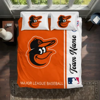 Personalized Baltimore Orioles Mlb Logo Bedding Set Best Selling