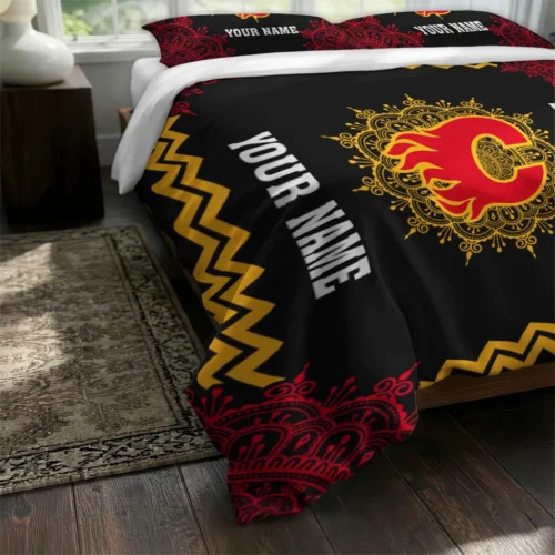 Personalized Calgary Flames Mandala Lacework Bedding Set Fashion Forward