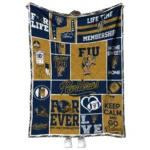 personalized fiu panthers helmet passion blue quilt blanket best selling.webp