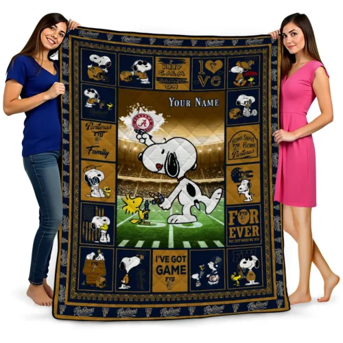 personalized fiu panthers snoopy coach blue quilt blanket best selling.webp