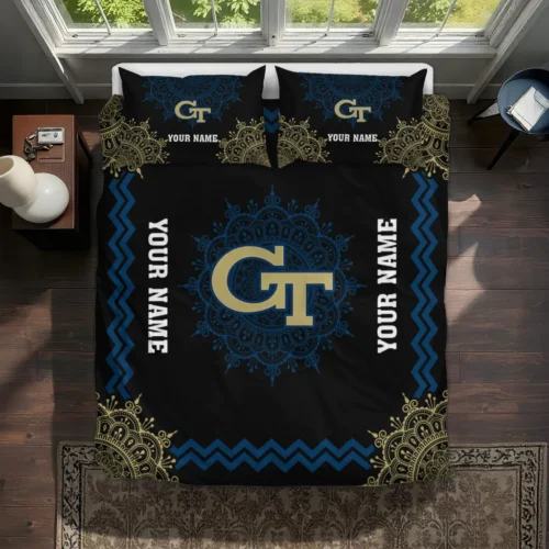 Personalized Georgia Tech Yellow Jackets Mandala Lacework Bedding Set Best Selling