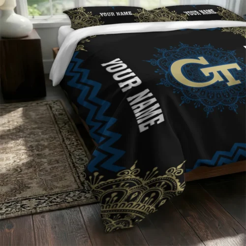 Personalized Georgia Tech Yellow Jackets Mandala Lacework Bedding Set Fashion Forward