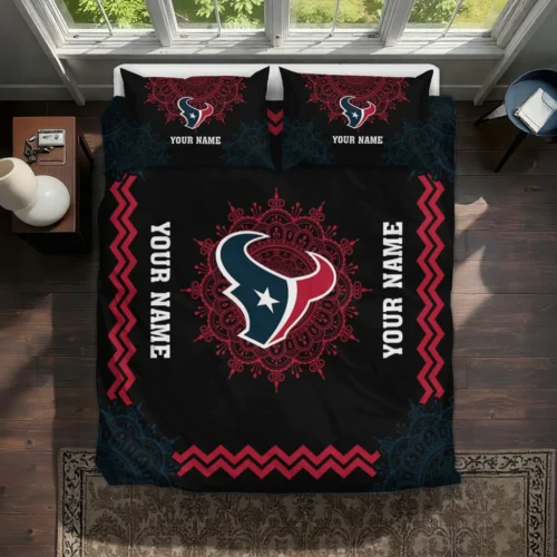 Personalized Houston Texans Mandala Lacework Bedding Set Best Selling