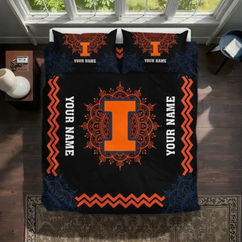 Personalized Illinois Fighting Illini Mandala Lacework Bedding Set Best Selling