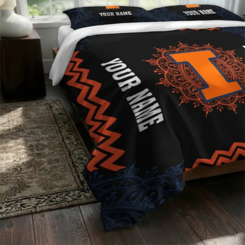 Personalized Illinois Fighting Illini Mandala Lacework Bedding Set Fashion Forward