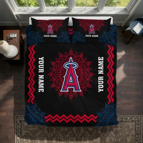 Personalized Los Angeles Angels Mandala Lacework Bedding Set Best Selling