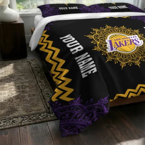 Personalized Los Angeles Lakers Mandala Lacework Bedding Set Fashion Forward