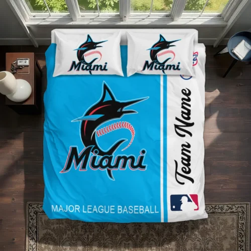 Personalized Miami Marlins Mlb Logo Bedding Set Best Selling