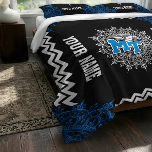 Personalized Middle Tennessee Blue Raiders Mandala Lacework Bedding Set Fashion Forward