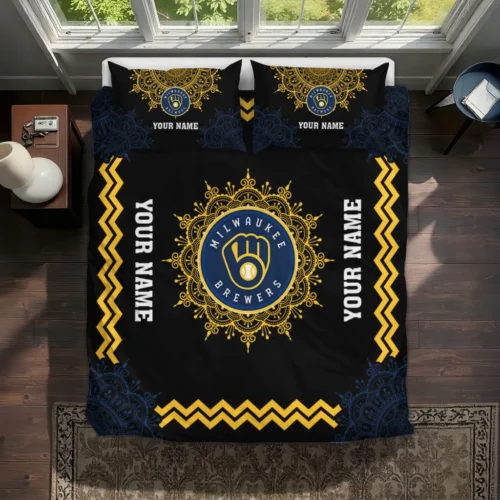 Personalized Milwaukee Brewers Mandala Lacework Bedding Set Best Selling