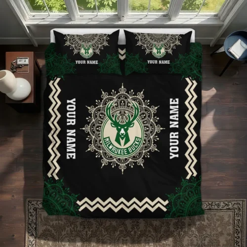 Personalized Milwaukee Bucks Mandala Lacework Bedding Set Best Selling