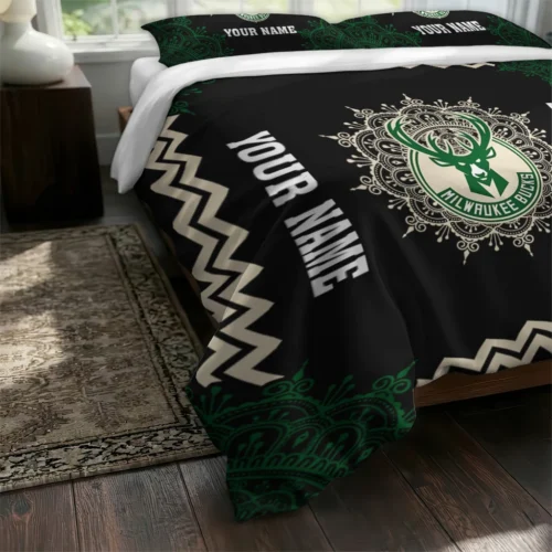 Personalized Milwaukee Bucks Mandala Lacework Bedding Set Fashion Forward